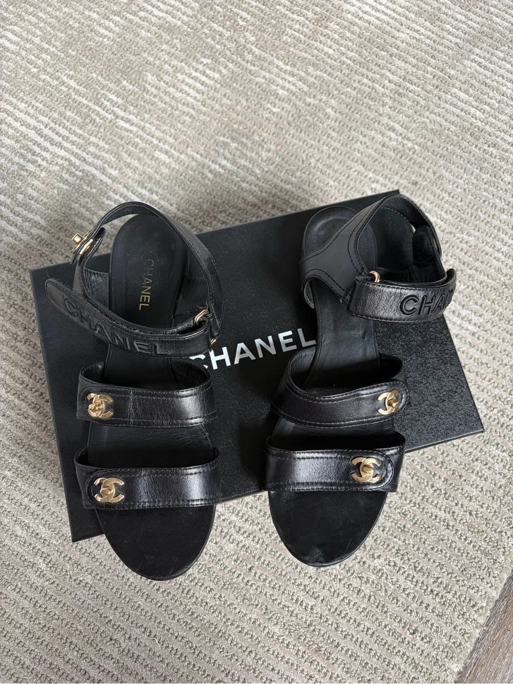 Chanel Interlocking CC Logo Slingback Sandals Size 40